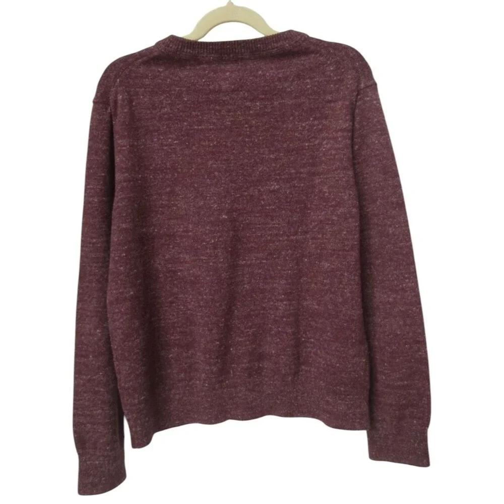 Gap Kids Boys Solid Maroon Heathered Knit Crewneck Long Sleeve Sweater. Large.